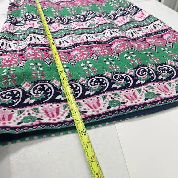 Talbots Fringe Paisley Geometric Print Sleeveless Sheath Dress Size 16P Lined
